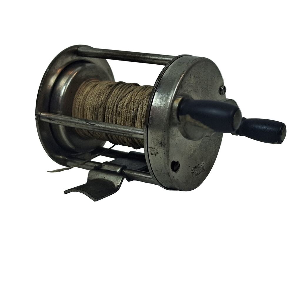 Biltwell No. 2800 2800 Casting Reel Vintage Silver Black Metal Fishing Line